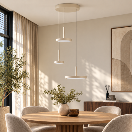 Highlight Moderne hanglamp Falcon 3-lichts getrapt zand