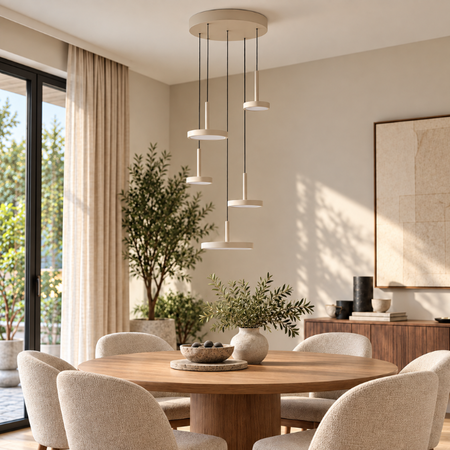 Highlight Moderne hanglamp Falcon 5-lichts getrapt zand