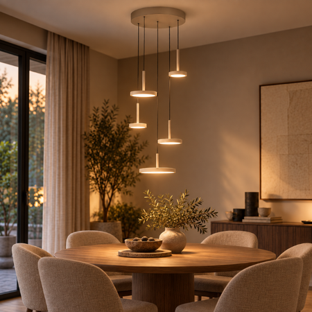 Highlight Moderne hanglamp Falcon 5-lichts getrapt zand