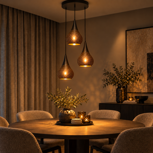 Freelight Industriële hanglamp Bruciato 3-lichts getrapt zwart bruin