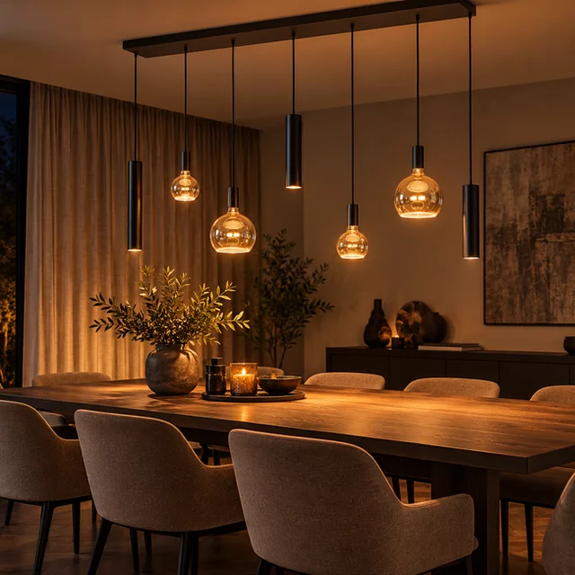 Hanglamp Riva  7-lichts 145 cm zwart
