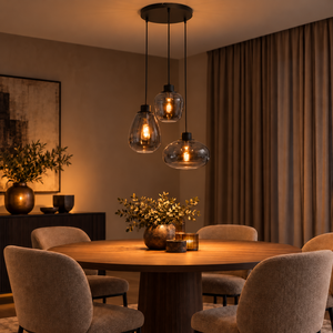 Steinhauer Moderne hanglamp Reflexion 3-lichts zwart met smoke glas
