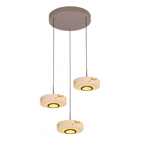 ETH Japandi hanglamp Isabelle 3-lichts getrapt met Alabasterlook glas