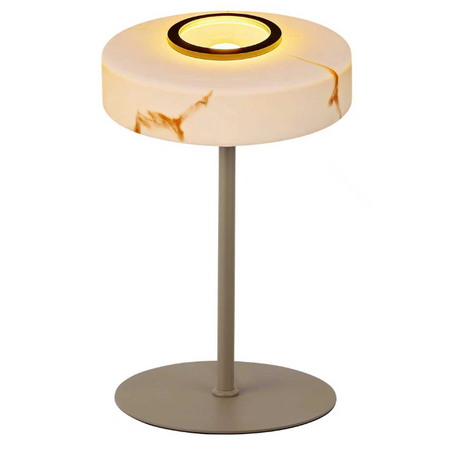 ETH Japandi tafellamp Isabelle 1-lichts zand met Alabasterlook glas