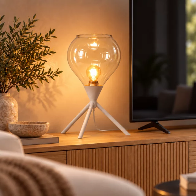 Tafellamp Cambio 1-lichts zand amber glas