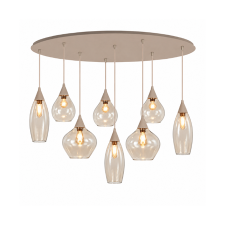 Highlight Hotel chique hanglamp Cambio 8-lichts ovaal zand met amber glas