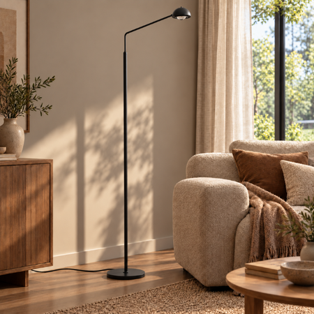 ETH Moderne vloerlamp Amy 1-lichts zwart met dim to warm