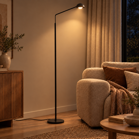 ETH Moderne vloerlamp Amy 1-lichts zwart met dim to warm