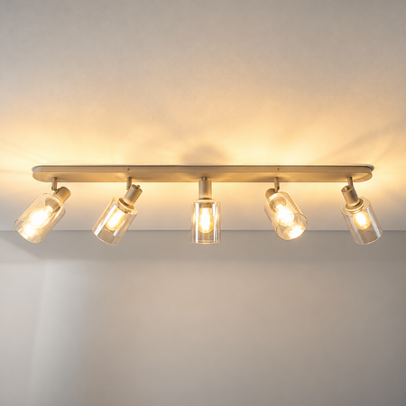 BelaLuz Moderne opbouwspot Calore 5-lichts beige met amber glas