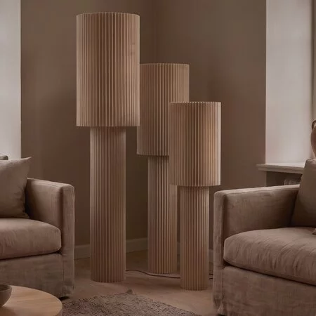 ETH Japandi Vloerlamp Renate 2-lichts linnen 170 cm