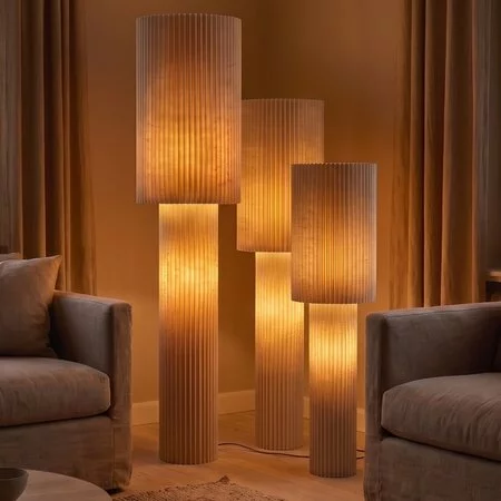 ETH Japandi Vloerlamp Renate 2-lichts linnen 170 cm