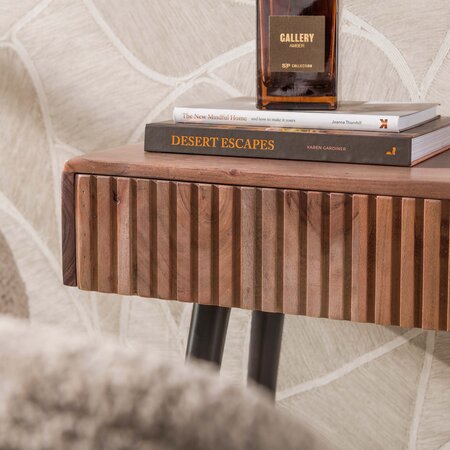 BelaLuz Landelijke haltafel Carve 3 lades massief acacia bruin