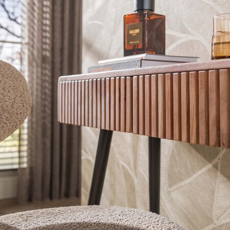 BelaLuz Landelijke haltafel Carve 3 lades massief acacia bruin