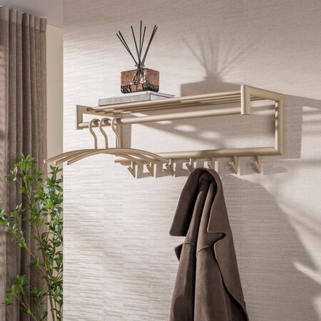 BelaLuz Moderne kapstok Tiyu 7 haken beige met hoedenplank
