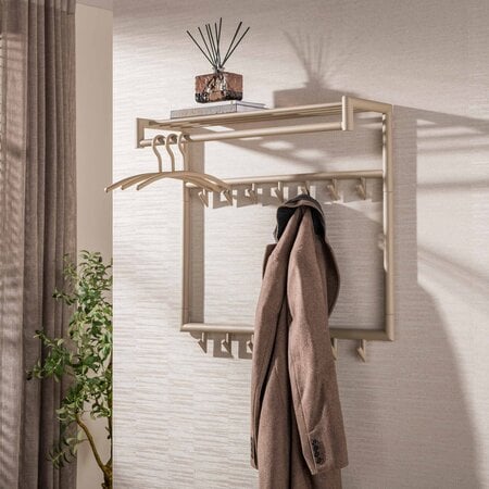 BelaLuz Moderne kapstok Tiyu hoog 14 haken beige met hoedenplank