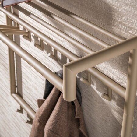 BelaLuz Moderne kapstok Tiyu hoog 14 haken beige met hoedenplank