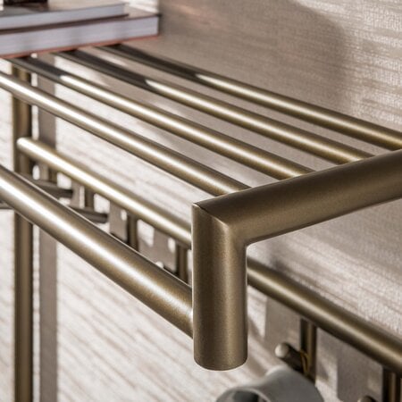 BelaLuz Moderne kapstok Tiyu hoog 14 haken drift brown met hoedenplank