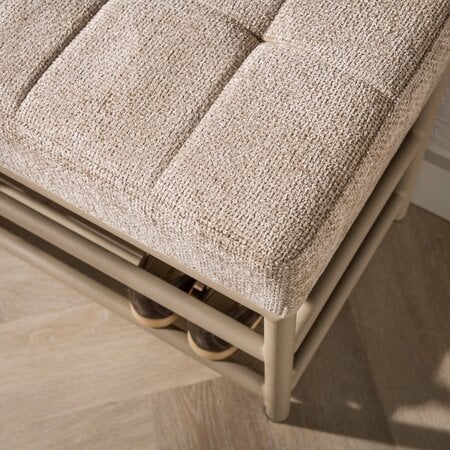BelaLuz Moderne garderobebank Lema 70 cm beige met 8 haken