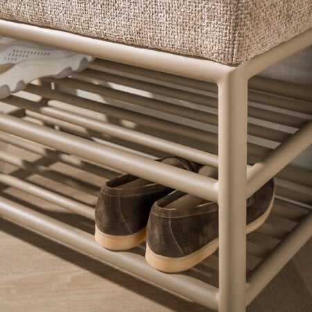 BelaLuz Moderne garderobebank Lema 70 cm beige met 8 haken