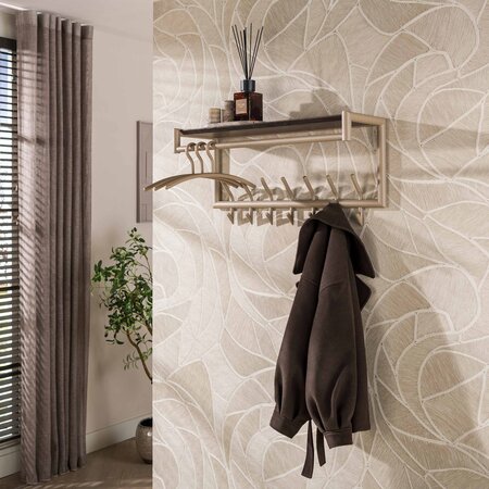 BelaLuz Moderne kapstok Lema 14 haken beige met hoedenplank