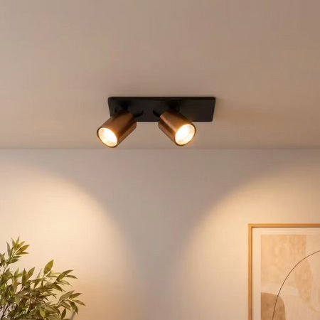 ETH Moderne opbouwspot Peter 2-lichts zwart koffie met richtbare LED-spots