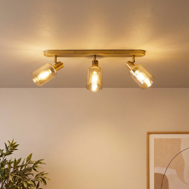 Opbouwspot Calore 3-lichts beige amber glas