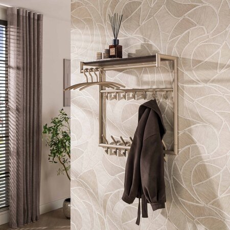 BelaLuz Moderne kapstok Lema hoog 14 haken beige met hoedenplank