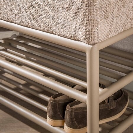 BelaLuz Moderne schoenenbank Lema 86 cm beige met zitkussen