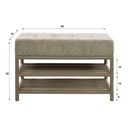 BelaLuz Moderne schoenenbank Lema 86 cm beige met zitkussen