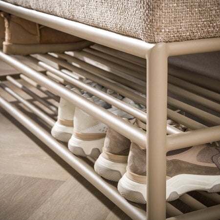 BelaLuz Moderne schoenenbank Lema 125 cm beige met 2 schoenenrekken