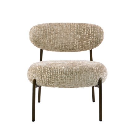 BelaLuz Hotel chique fauteuil Tissee Monti zand met brons onderstel