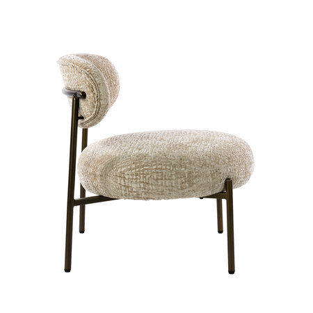 BelaLuz Hotel chique fauteuil Tissee Monti zand met brons onderstel
