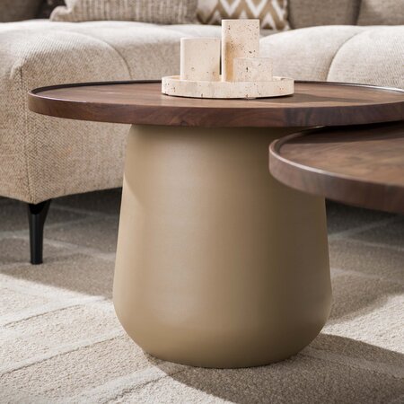 BelaLuz Design salontafel Delia set van 2 rond beige