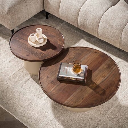 BelaLuz Design salontafel Delia set van 2 rond beige
