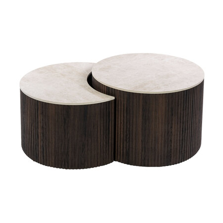 BelaLuz Japandi salontafel Sierra set van 2 rond Taj Mahal