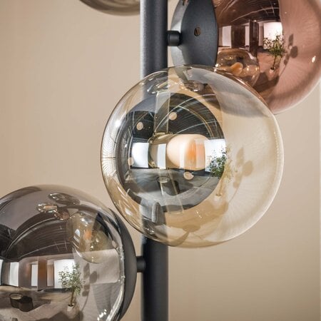 BelaLuz Hotel chique vloerlamp Mundo 6-lichts zwart met gekleurd glas