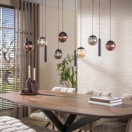 BelaLuz Hotel chique hanglamp Mundo 11-lichts zwart met gekleurd glas