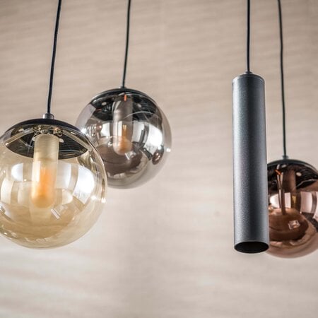 BelaLuz Hotel chique hanglamp Mundo 11-lichts zwart met gekleurd glas