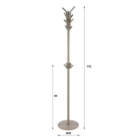 BelaLuz Moderne staande kapstok Lema 12 haken beige