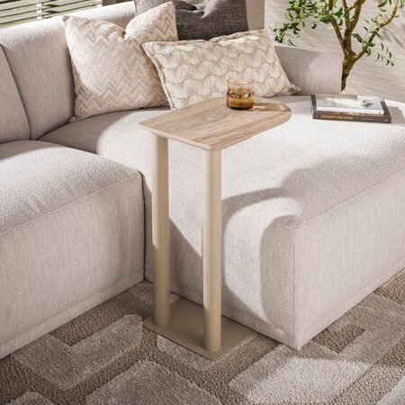 BelaLuz Japandi laptoptafel Ayla travertin beige met keramiek blad