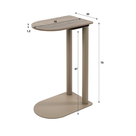 BelaLuz Japandi laptoptafel Ayla travertin beige met keramiek blad
