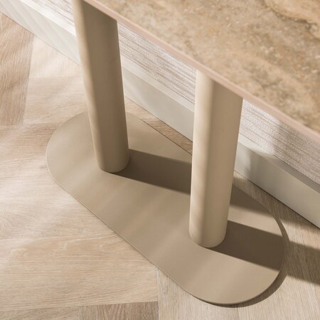 BelaLuz Japandi haltafel Ayla travertin beige met keramiek blad