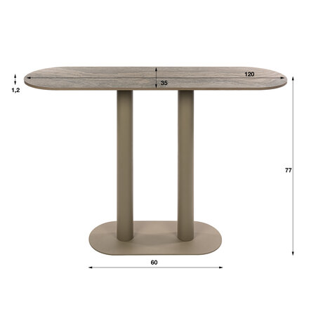 BelaLuz Japandi haltafel Ayla travertin beige met keramiek blad