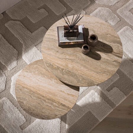 BelaLuz Japandi salontafel Ayla set van 2 rond travertin beige