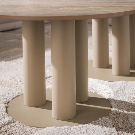 BelaLuz Japandi salontafel Ayla set van 2 rond travertin beige
