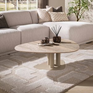 BelaLuz Japandi salontafel Ayla driehoekig travertin beige