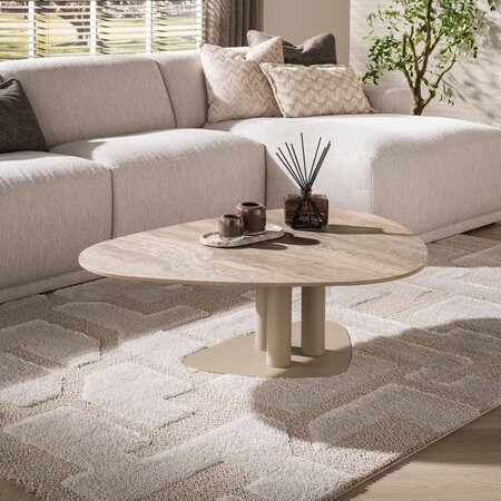 BelaLuz Japandi salontafel Ayla driehoekig travertin beige