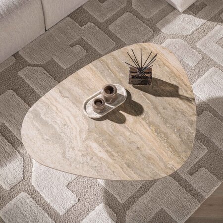 BelaLuz Japandi salontafel Ayla driehoekig travertin beige