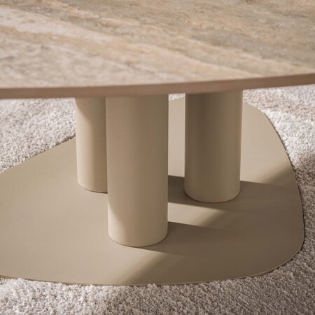 BelaLuz Japandi salontafel Ayla driehoekig travertin beige