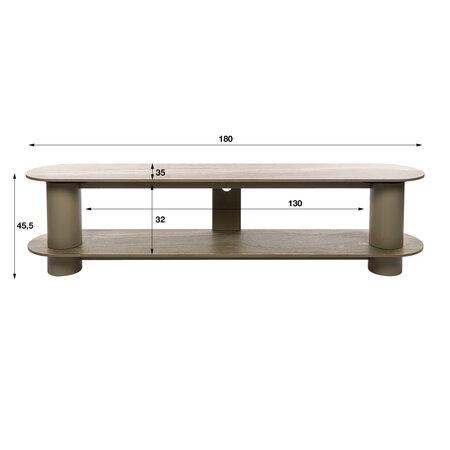 BelaLuz Japandi TV-meubel Ayla 180 cm travertin beige met open vak